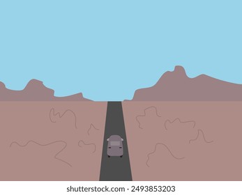 Ilustración vectorial de viaje de coche de diseño plano
