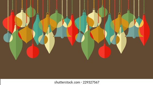 Flat Design Card and Christmas toys  Vector file organized in layers for easy editing  