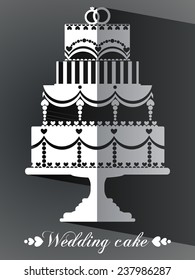 Flat Design Card with wedding cake for Wedding invitations or announcements. Vector file organized in layers for easy editing. 