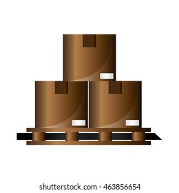 flat design cardboard boxes on wooden pallet icon vector illustration