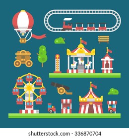 Flat design carnival amusement park illustration vector