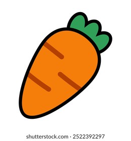 Ícone de cenoura de design plano. Vetor.