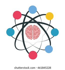 flat design cartoon atom icon vector illustration