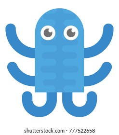 A flat design cartoon crab vector icon