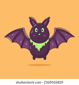 Flat design cartoon of cute bat vector illustration isolated