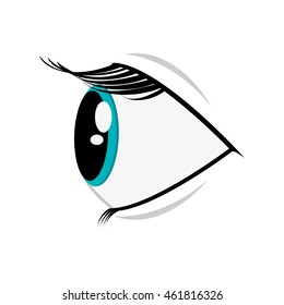 Flat Design Cartoon Eye Profile Icon Vector Illustration