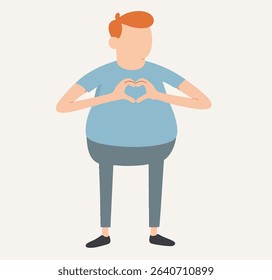 Flat Design Cartoon Figure Making Heart Shape Gesture Illustration