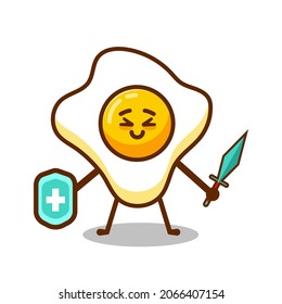 flat design cartoon illustration, live scrambled eggs