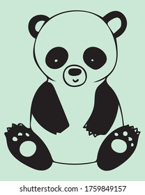 Flat design cartoon illustration panda. Sign of Asia wild life. Chinese bear icon. EPS 10 vector isolated 
