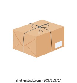 Flaches Design Cartoon Postpaket Illustration. Element posten.