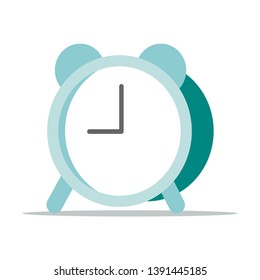 Flat design. Cartoon simple alarm clock icon isolated on white background. Wake up morning concept. 