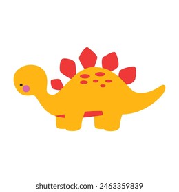 Flat design cartoon stegosaurus illustration.