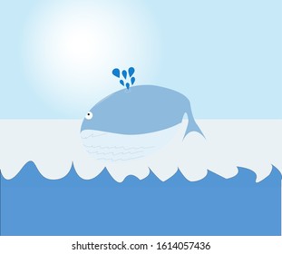 Flat design cartoon for whales