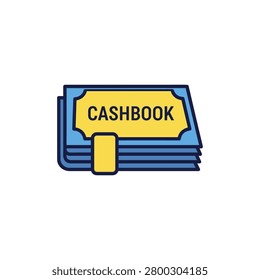 Flat design a cashbook pile symbolizing financial management and bookkeeping. Ideal for business finance and accounting concepts.
