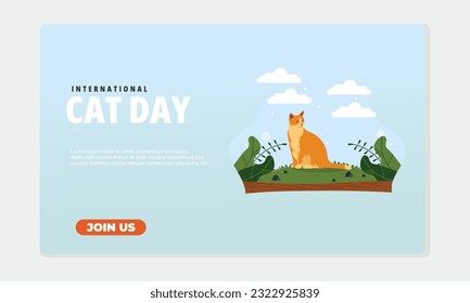  Flat design cat day template