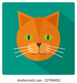 Flat Design Cat Icon