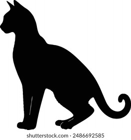 Flat design Cat silhouette vector illustration on white background