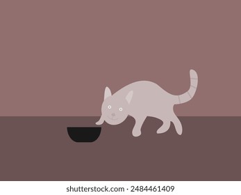 flat design cat vector illustration