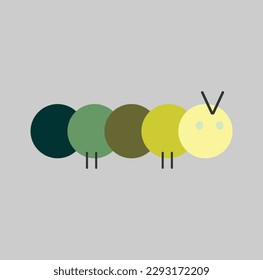 flat design of a caterpillar composed of flat circular shapes