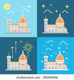 Flat design of cathedral of Florence Italy illustration vector