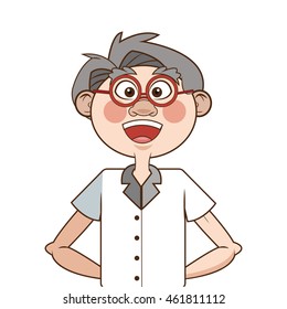 flat design caucasian senior man icon vector illustration