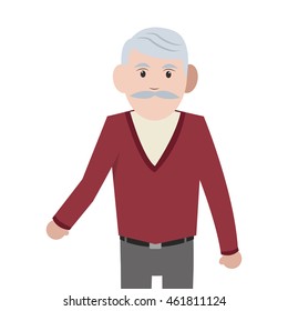 flat design caucasian senior man icon vector illustration