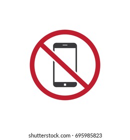 Flat design Caution icon. Dont speak with mobile phone. Vector illustration.