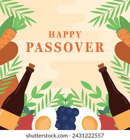 flat design celebrate jewish passover illustration