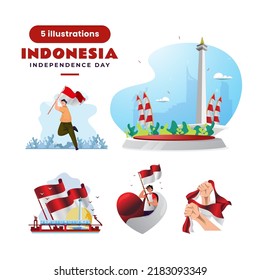 Flat design celebrates Indonesia Independence Day for greetings concept