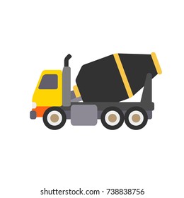 Flat design cement machine or mixer tuck. Vector illustration.