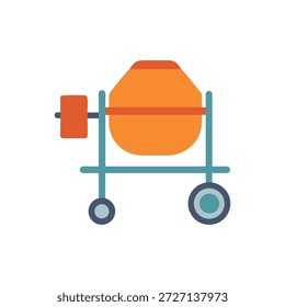 Ilustración de mezclador de cemento de diseño plano sobre un fondo blanco. Equipo de construcción y construcción gráfico aislado.