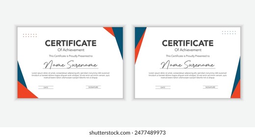 Flat design certificate of appreciation template, Clean modern certificate with geometric, Certificate template