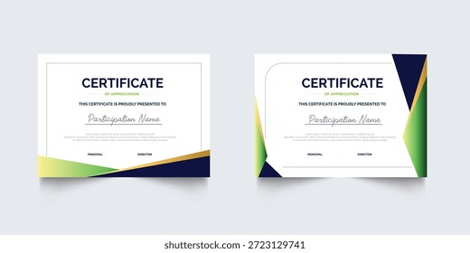 Certificado plano del diseño de la Plantilla de la apreciación, certificado moderno limpio con geométrico, Plantilla del certificado