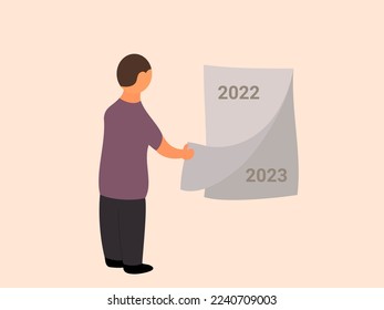 flat design change calendar new year vector illustration