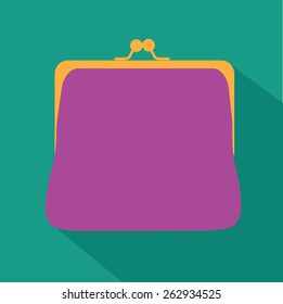 Flat design change purse. EPS 10 vector Royalty free stock illustration for ads, marketing, poster, flyer, blog, article, social media, signage, web page, greeting card