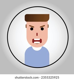 flat design character of angry man angry mood illustration cartoon character angry mood 