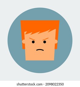 flat design character, angry orange haired man