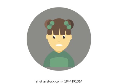 Flat Design Character with Bun Hair