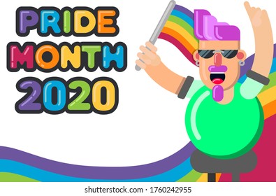 Flat Design With A Character To Celebrate The Pride Month 2020.