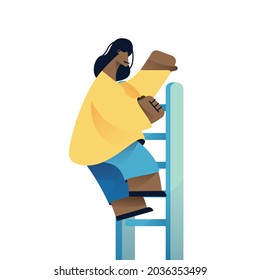 ilustración vectorial de escalera de ascenso de carácter de diseño plano