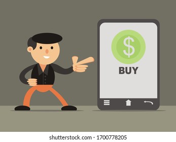 flat design character corporate business and smartphone illustration