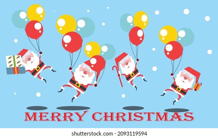 Flat design character cute santa character bring gift