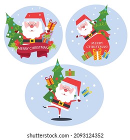 Flat design character cute santa character bring many gift character