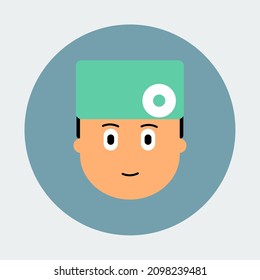 flat design character, doctor, man wearing surgical headgear