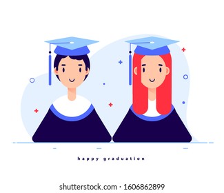 flat design character for graduation-simple-graduate