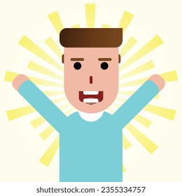 flat design character of happy man happy mood illustration cartoon character happy mood 