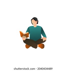 Flat design character man reading book