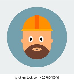 flat design character, miner, man wearing orange project headgear