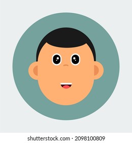 flat design character, short black haired man amazed