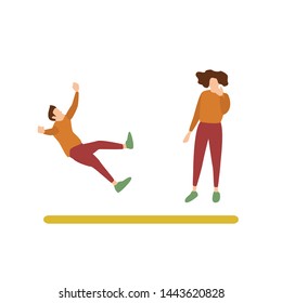 Flat Design Character of a Woman Laugh at a Fallen Guy, Human Activities Expression